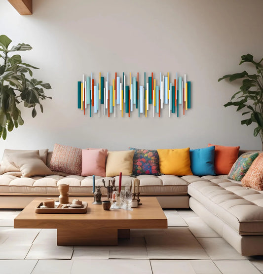 Fusion – Colourful Wood Wall Art | Handmade Geometric 3D Wall Sculpture