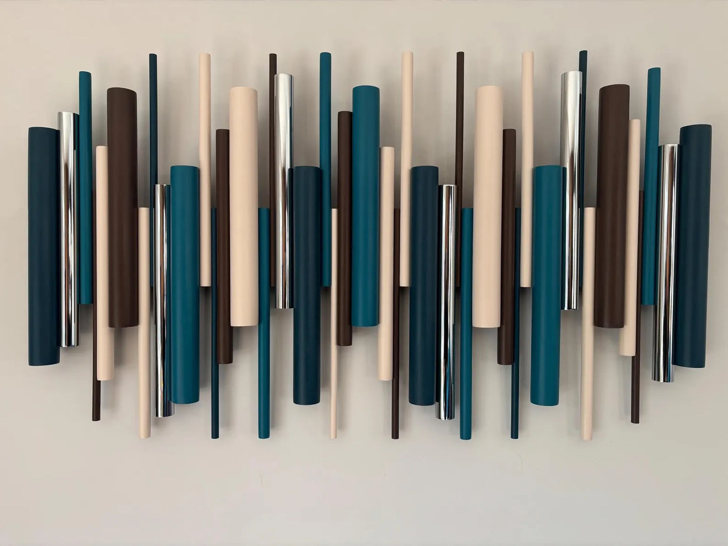 Lagoon – Beige, Petrol, Teal & Brown Wood Wall Art | Handmade 3D Wall Sculpture
