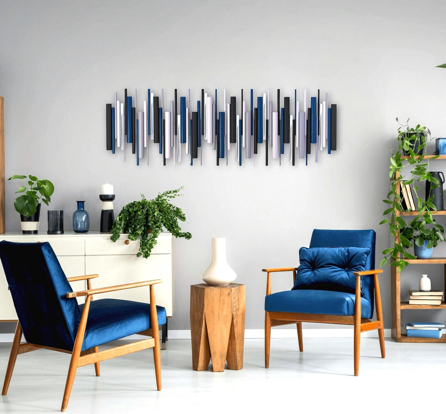 Harbour – Blue Black Grey Wood Wall Art | Handmade 3D Wall Sculpture