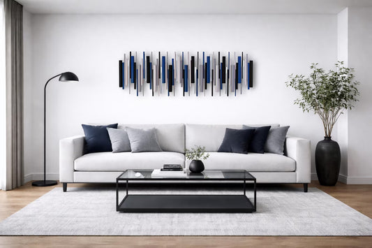 Harbour – Blue Black Grey Wood Wall Art | Handmade 3D Wall Sculpture