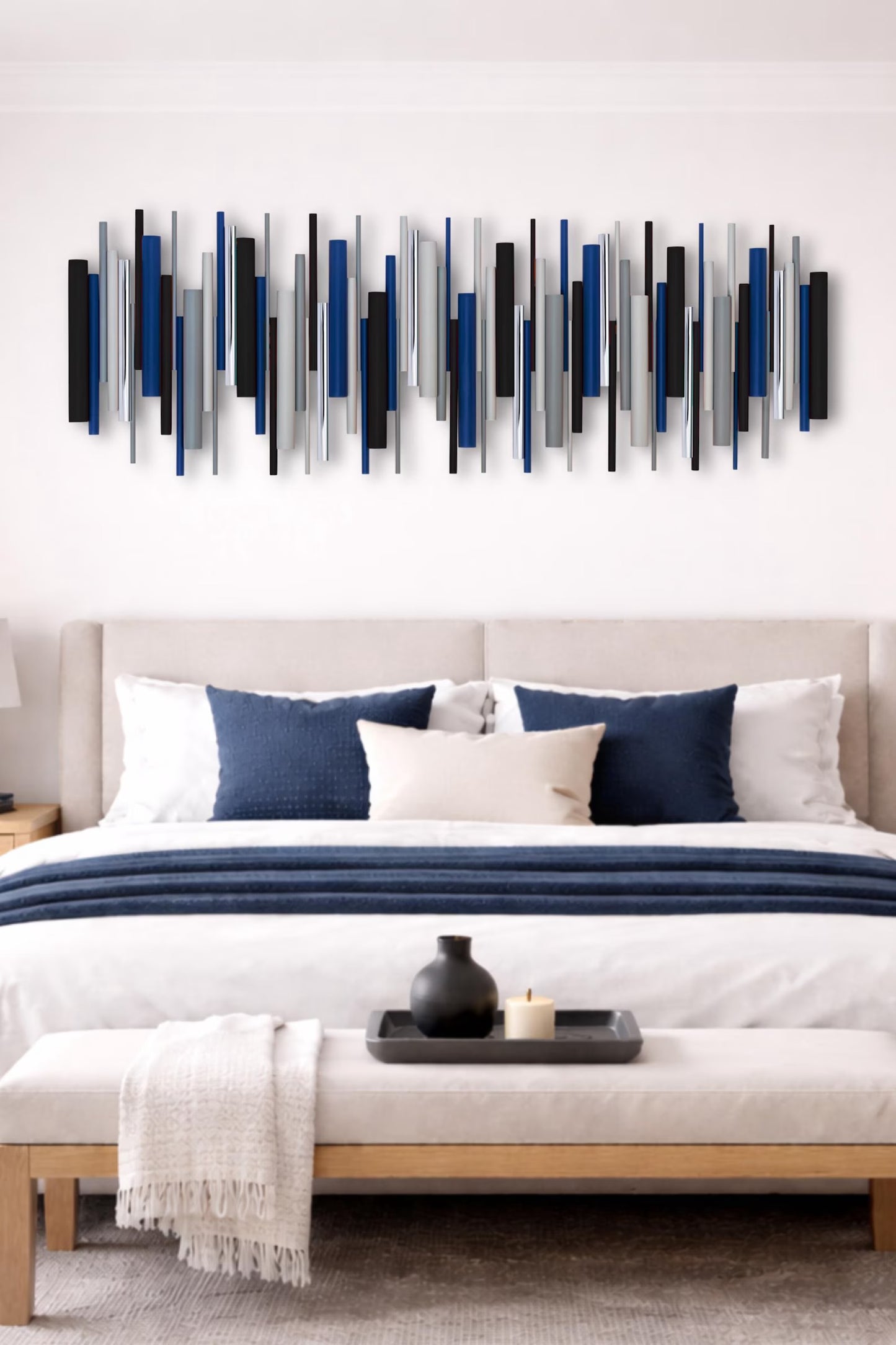 Harbour – Blue Black Grey Wood Wall Art | Handmade 3D Wall Sculpture