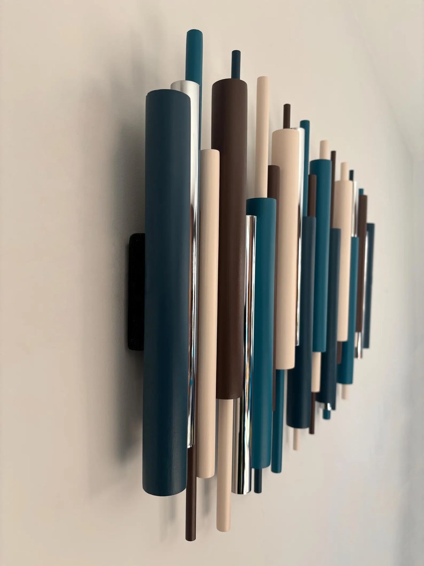 Lagoon – Beige, Petrol, Teal & Brown Wood Wall Art | Handmade 3D Wall Sculpture