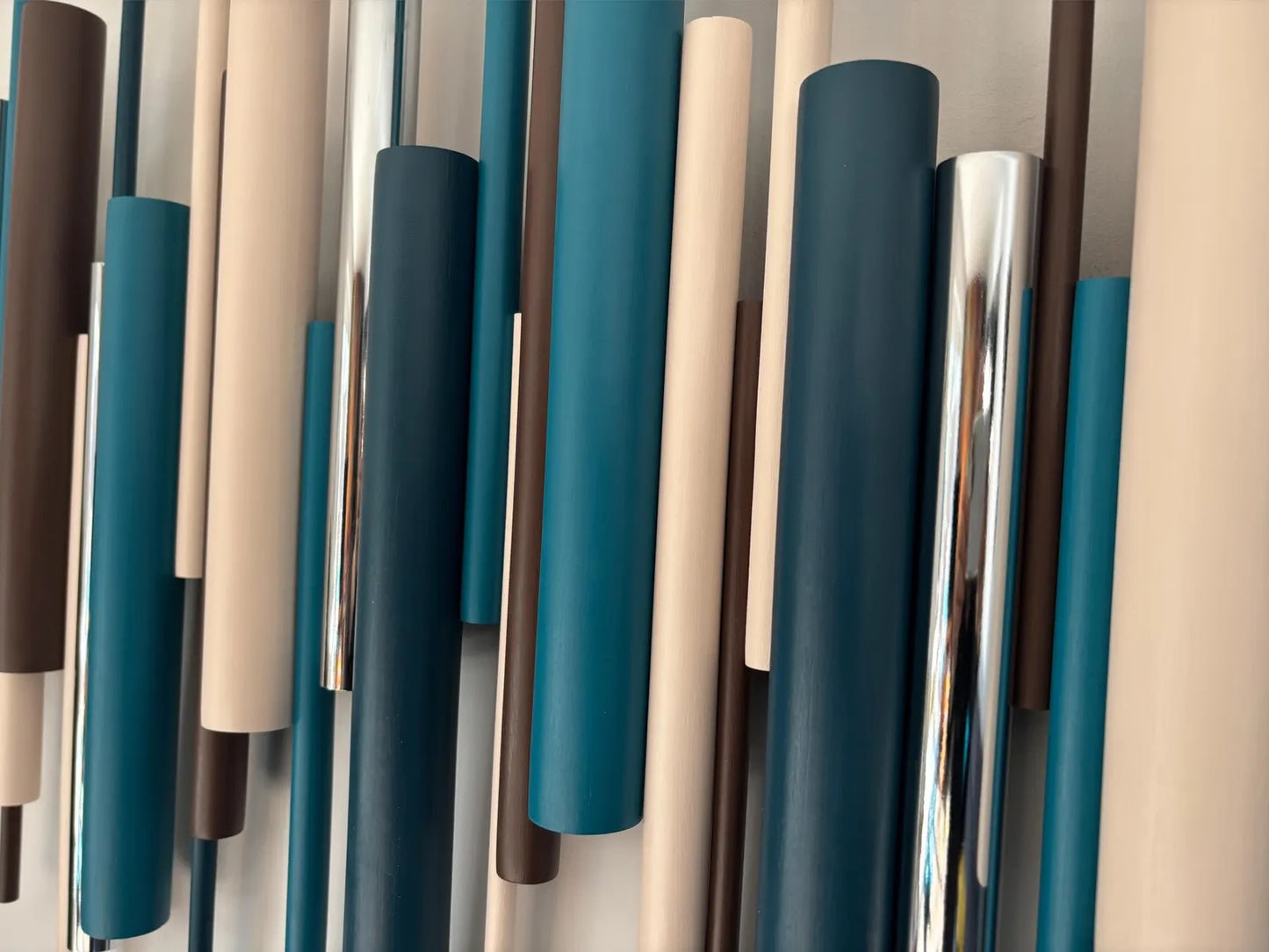 Lagoon – Beige, Petrol, Teal & Brown Wood Wall Art | Handmade 3D Wall Sculpture