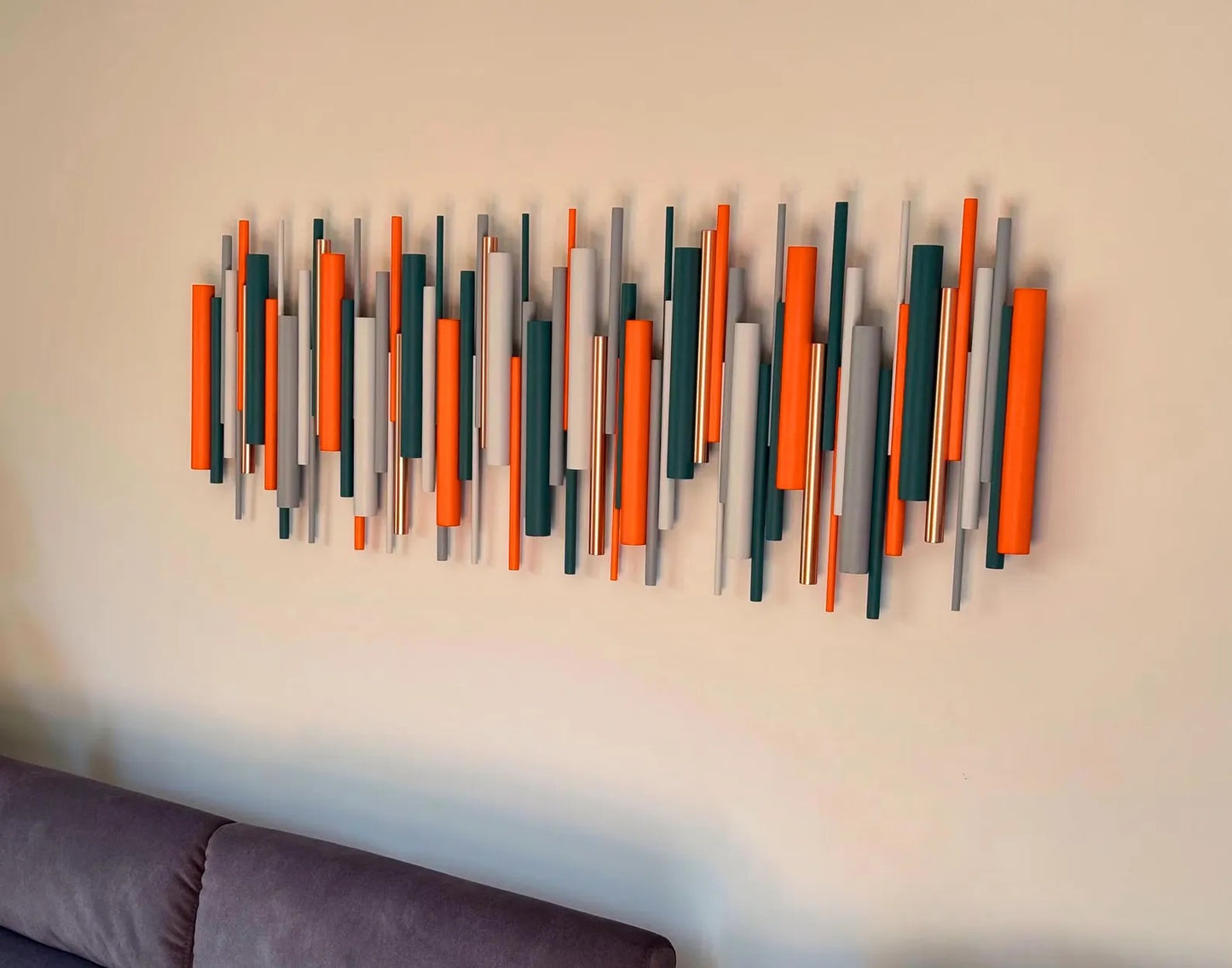 Ember – Orange & Teal Wood Wall Art | Handmade Geometric 3D Wall Sculpture