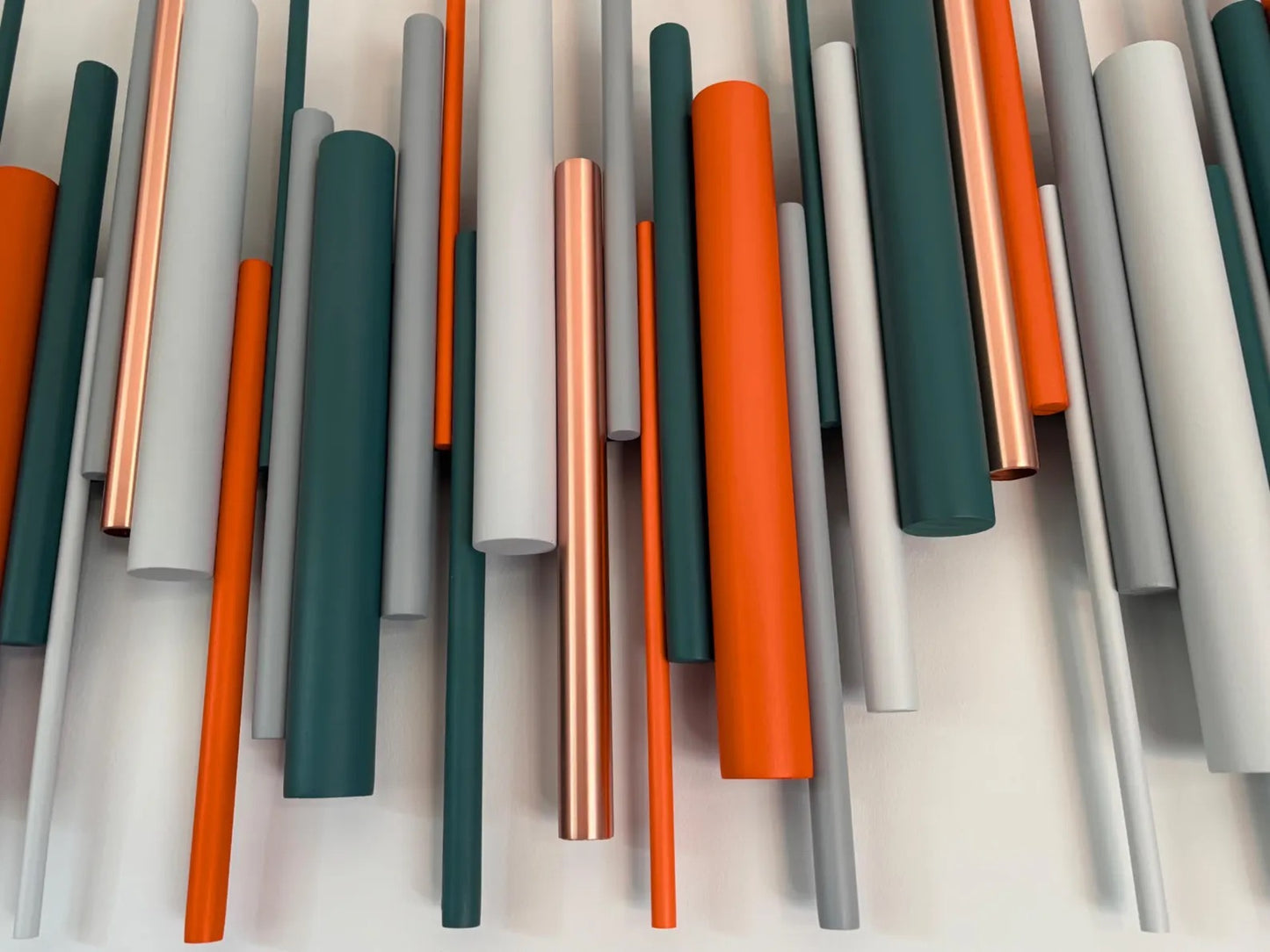 Ember – Orange & Teal Wood Wall Art | Handmade Geometric 3D Wall Sculpture