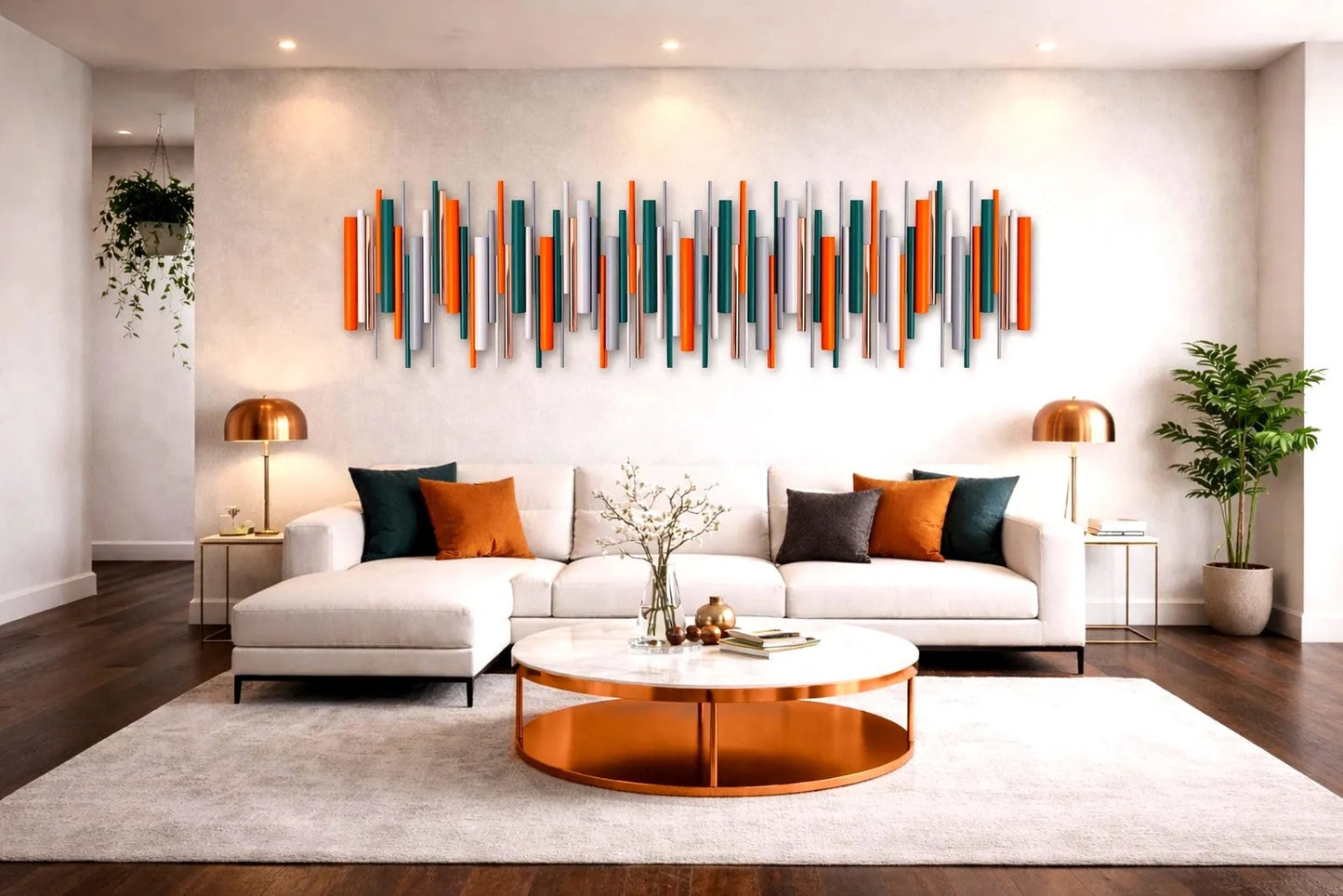 Ember – Orange & Teal Wood Wall Art | Handmade Geometric 3D Wall Sculpture