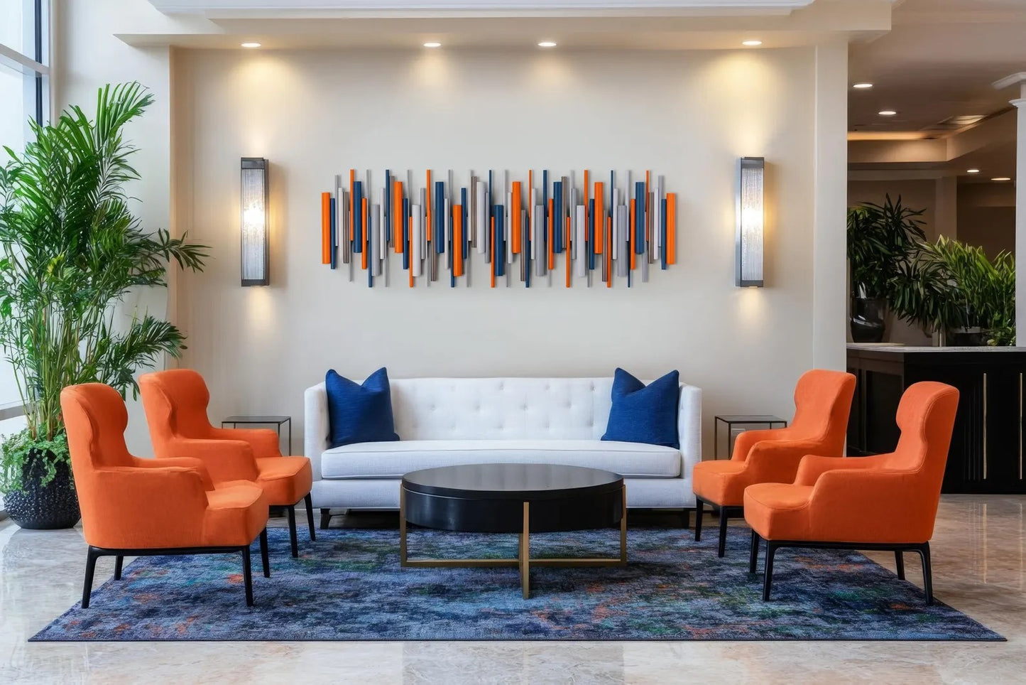 Solstice – Orange & Blue Wood Wall Art | Handmade 3D Wall Sculpture