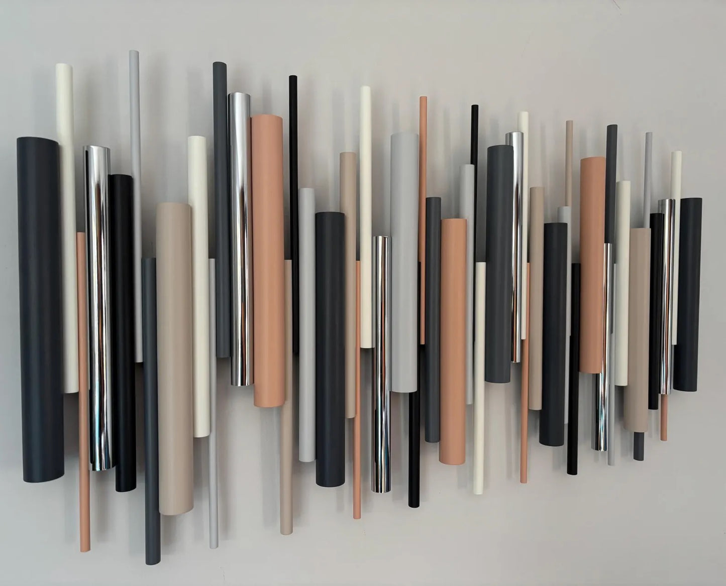 Cinder wall art close up detail showing dark and light contrast wooden dowels – Berties Blocks