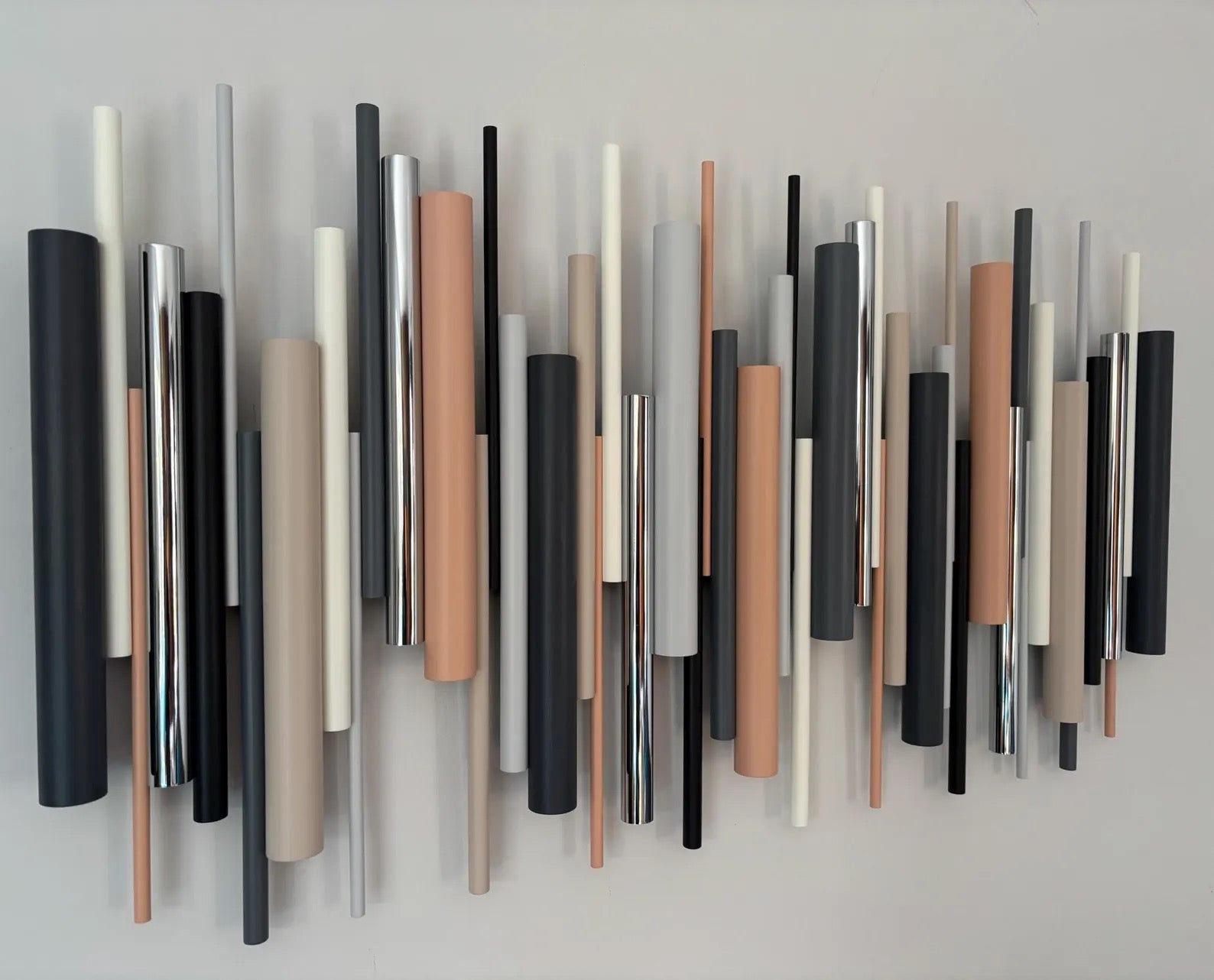 Cinder wall art close up detail showing dark and light contrast wooden dowels – Berties Blocks