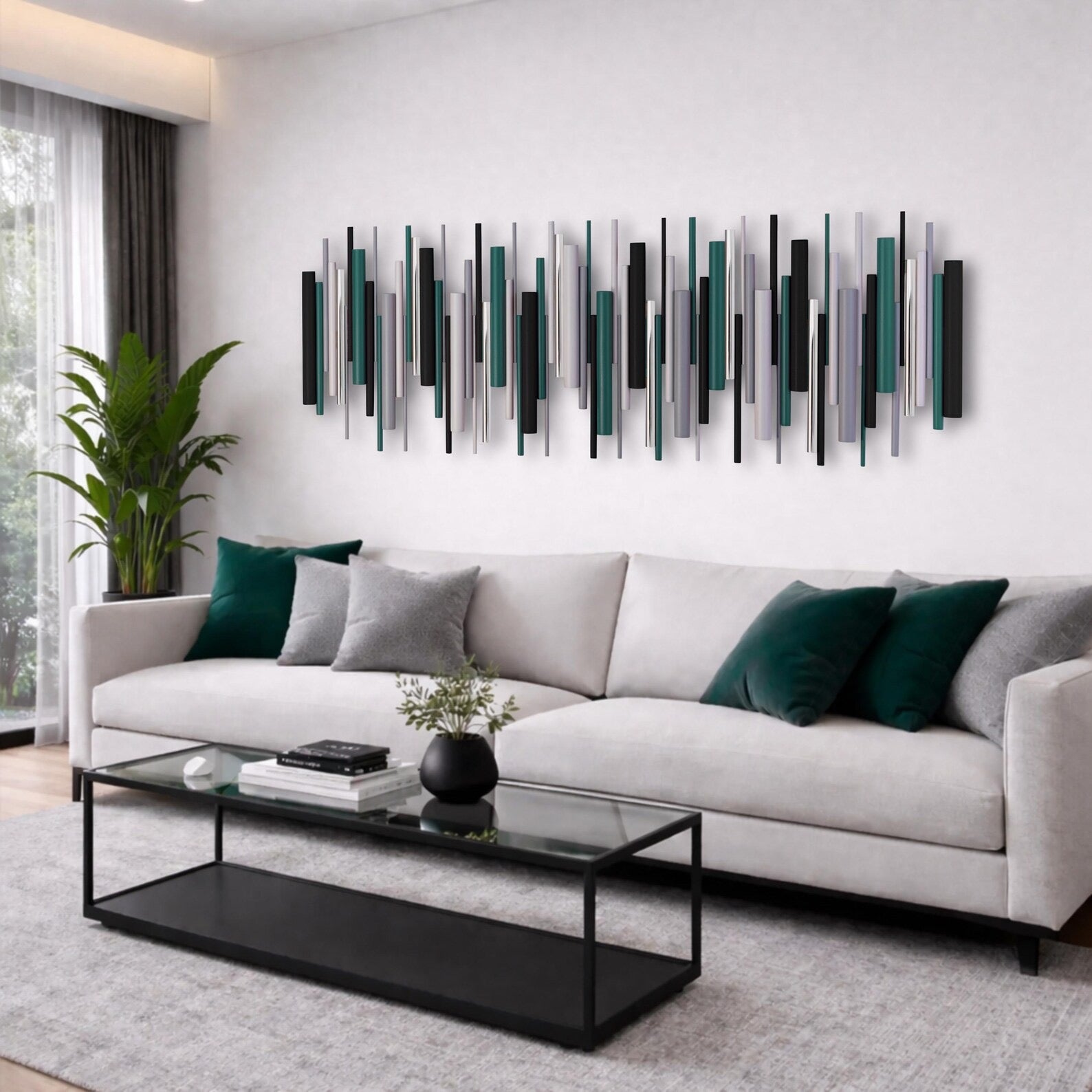 Meridian handmade wall art with painted wood dowels – Berties Blocks