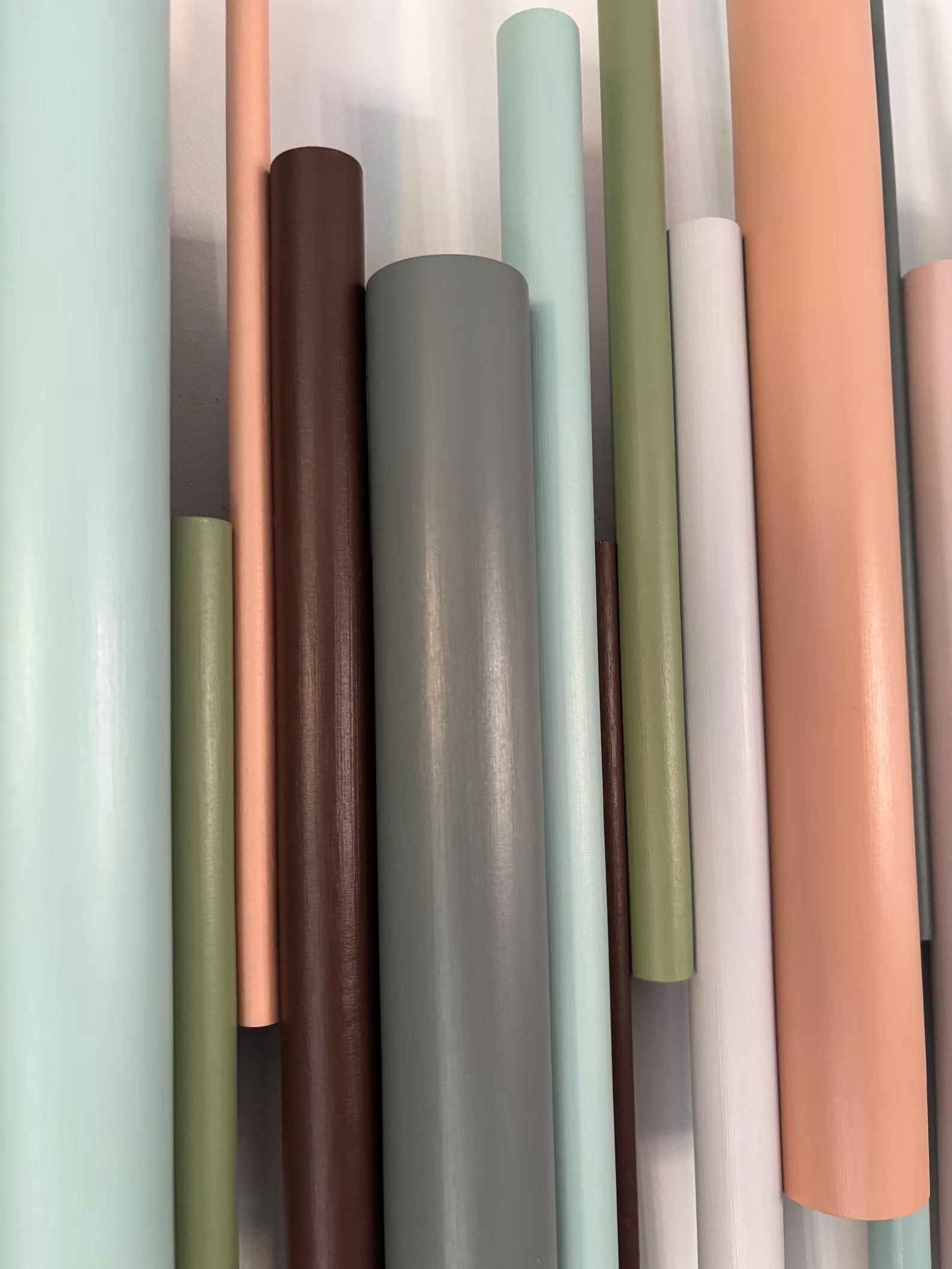 Terrain wall art close up detail showing warm earth tone wooden dowels – Berties Blocks